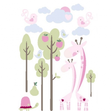 Wandsticker Giraffe rosa