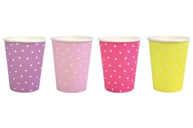 PARTY Becher pink mit Punkten