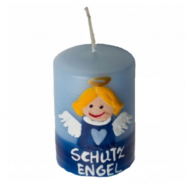 Stumpenkerze Schutzengel blau