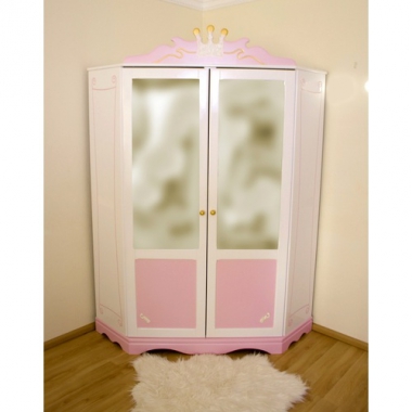 Eckbabyschrank wei-rosa Kutsche