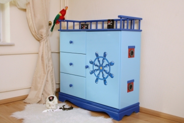 Kommode Piratenschiff blau XL